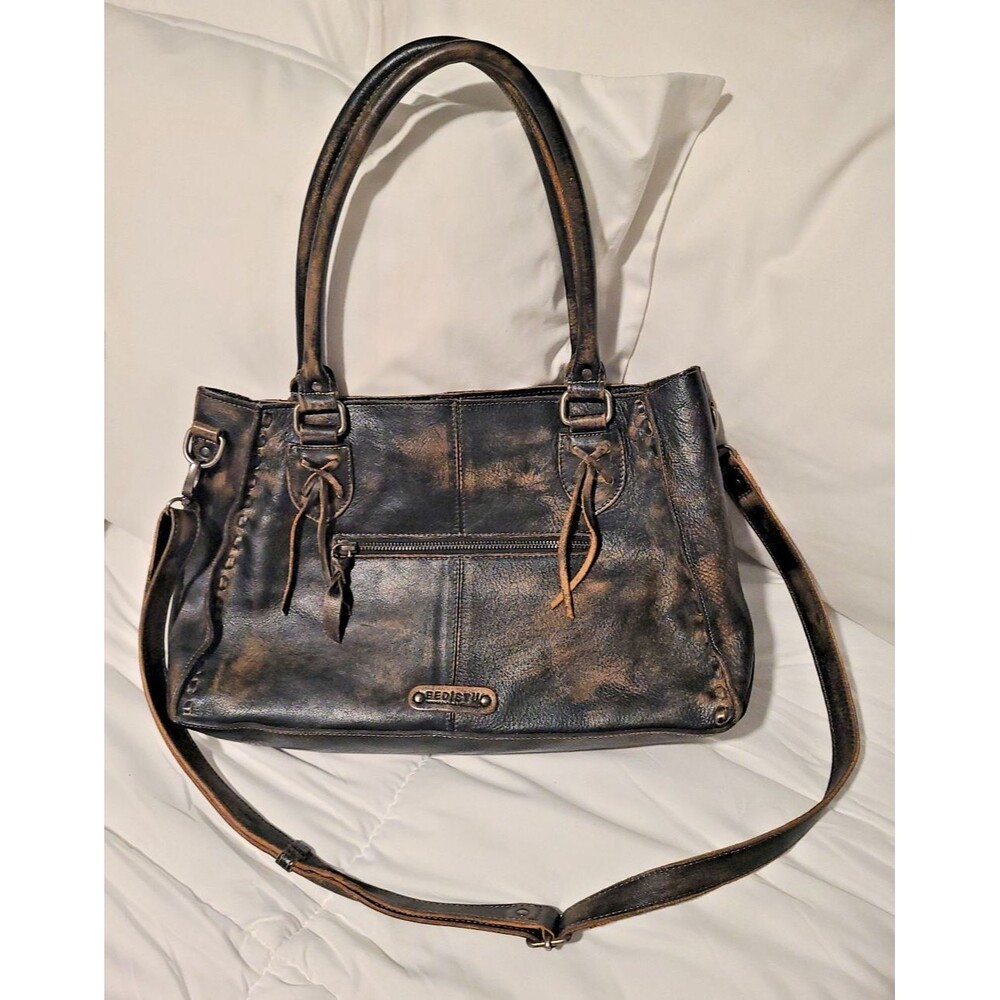 Bed Stu Rockababy Satchel Shoulder Crossbody Black Hand Wash MSRP $295